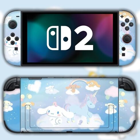 BelugaDesign Fat Cat Switch Skin | Pastel Sticker Wrap Vinyl Decal | Kawaii Cute Cutecore Animal Leaves Cartoon Full Set Compatible with Nintendo Switch 1 (Switch Standard, Multicolored) in Kuwait