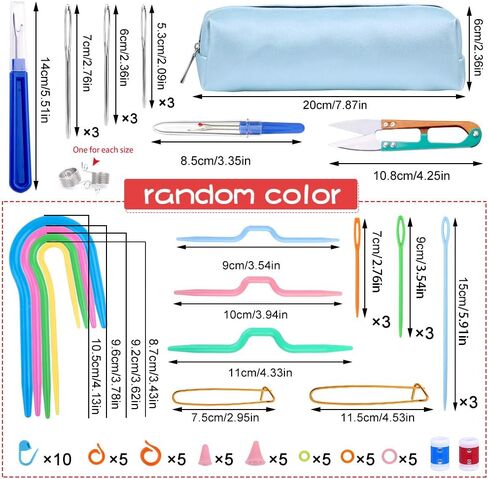 18 PCS Knitting Stitch Holders,6 Sizes Yarn Stitch Holder Set for Crochet Knitting Needle Aluminum Stitch Holders Safety Pins with 100 Locking Stitch Markers in Kuwait