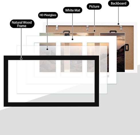 KINLINK A2 Picture Frames Black, Wood Frames with Acrylic Plexiglass 16.5 x 23.5 Frame for Pictures A3 with Mat or A2 without Mat Wall Mounting Display, Set of 2 in Kuwait