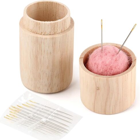 حالة خياطة خشبية ، حالة تخزين إبرة الخياطة المحمولة مع 12 إبر ، ومنظم حرفي لحامل الإبرة المحمولة للتطريز والحياكة والخياطة (الأزرق) in Kuwait