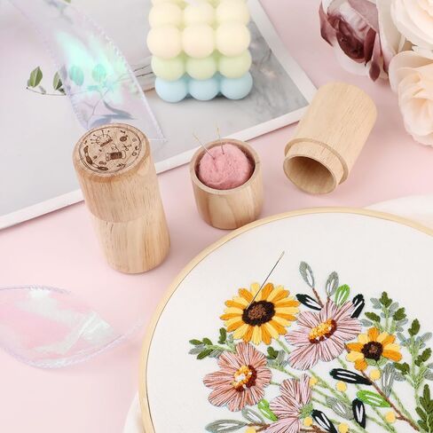 حالة خياطة خشبية ، حالة تخزين إبرة الخياطة المحمولة مع 12 إبر ، ومنظم حرفي لحامل الإبرة المحمولة للتطريز والحياكة والخياطة (الأزرق) in Kuwait