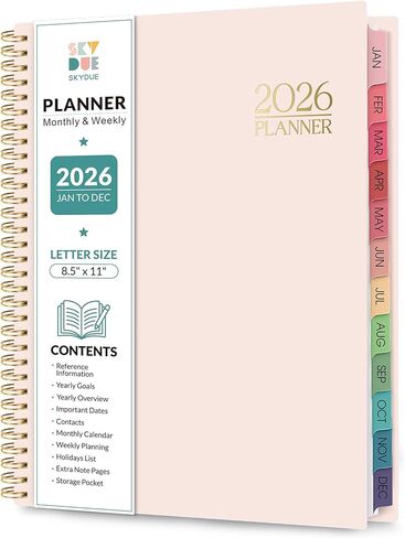 2026 Planner ، Weely and Monthly Planner ، يناير 2026 - ديسمبر 2026 ، مخطط أجندة Hardcover مع علامات تبويب شهرية ، تحديد الأهداف وإدارة الوقت للمحترفين والطلاب ، 8.5 × 11 " in Kuwait