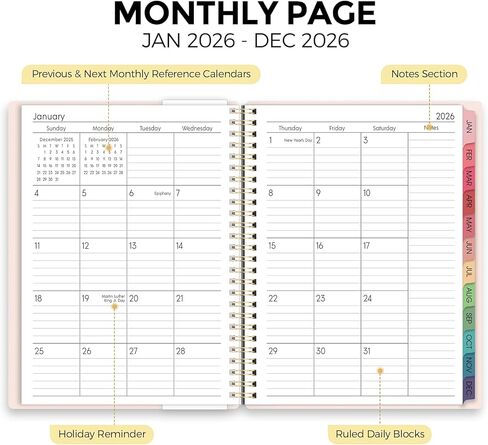 2026 Planner ، Weely and Monthly Planner ، يناير 2026 - ديسمبر 2026 ، مخطط أجندة Hardcover مع علامات تبويب شهرية ، تحديد الأهداف وإدارة الوقت للمحترفين والطلاب ، 8.5 × 11 " in Kuwait