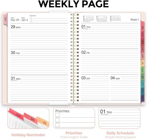 2026 Planner ، Weely and Monthly Planner ، يناير 2026 - ديسمبر 2026 ، مخطط أجندة Hardcover مع علامات تبويب شهرية ، تحديد الأهداف وإدارة الوقت للمحترفين والطلاب ، 8.5 × 11 " in Kuwait
