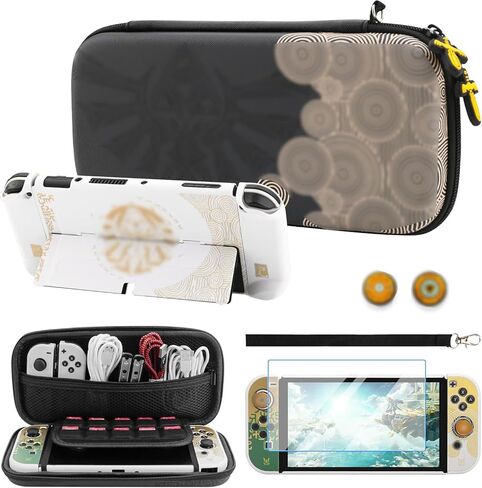FUNDIARY Carrying Case for Nintendo Switch OLED with Monster Hunter Theme Design, Accessories Bundle Portable Bag for Switch OLED with Protective Case, Screen Protector and 2 Thumb Grips in Saudi Arabia