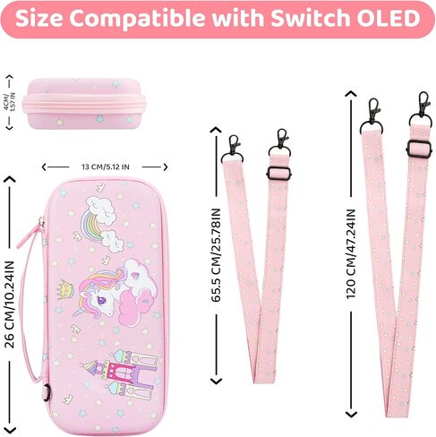 FUNDIARY Strawberry Carrying Case Set for Nintendo Switch OLED, Cute Accessories for Switch OLED with Hard Protective Case, Adjustable Shoulder Strap, Screen Protector and 2 Strawberry Thumb Caps in Saudi Arabia