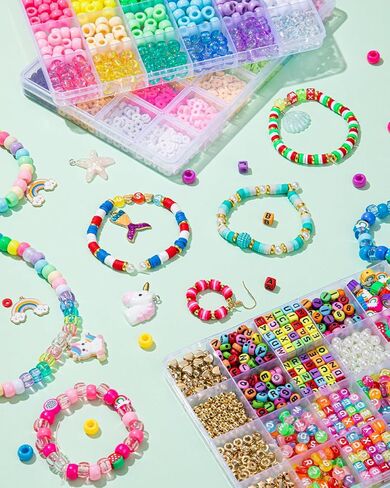 DIY Friendship Bracelet Making Kit for Kids – 6 Boxes Jewelry Crafts Beads with Pony, Clay, Letter Beads, Charms & Complete Jewelry Making Tools – Gift for Girls Age 6+ in Saudi Arabia