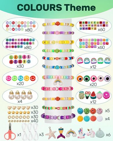 DIY Friendship Bracelet Making Kit for Kids – 6 Boxes Jewelry Crafts Beads with Pony, Clay, Letter Beads, Charms & Complete Jewelry Making Tools – Gift for Girls Age 6+ in Saudi Arabia