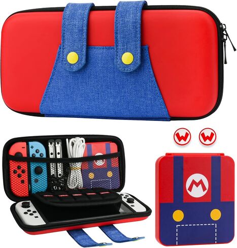 GLDRAM Carrying Case Bundle for Nintendo Switch and Switch OLED, Theme for Splatoon 3 Travel Case for Switch, Carrying Accessories Kit with Game Case, Thumb Grip Caps in Saudi Arabia