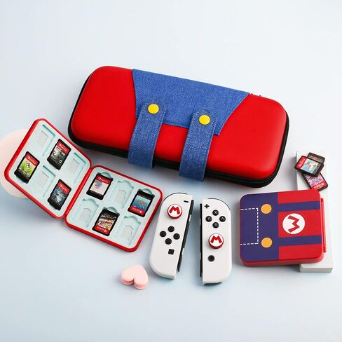 GLDRAM Carrying Case Bundle for Nintendo Switch and Switch OLED, Theme for Splatoon 3 Travel Case for Switch, Carrying Accessories Kit with Game Case, Thumb Grip Caps in Saudi Arabia