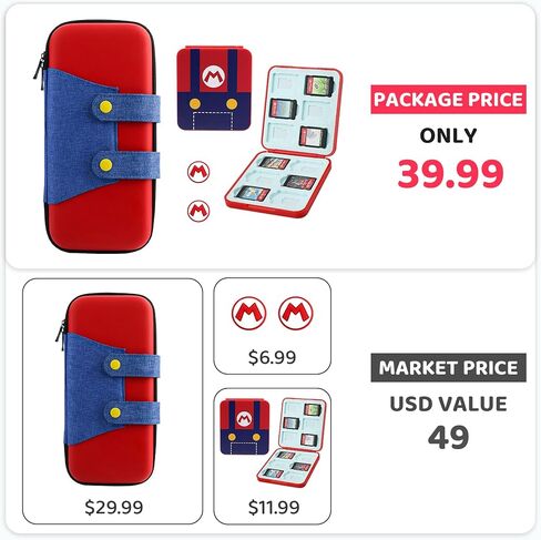 GLDRAM Carrying Case Bundle for Nintendo Switch and Switch OLED, Theme for Splatoon 3 Travel Case for Switch, Carrying Accessories Kit with Game Case, Thumb Grip Caps in Saudi Arabia