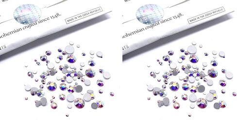 Mixed Sizes Crystal AB (00030 AB) Czech Preciosa Maxima Flatbacks 100 Pieces Assorted 2mm to 6mm ss5, ss7, ss9, ss12, ss16, ss20, ss30 No Hotfix Round Rhinestones DIY Bling Deco Nail Arts in Kuwait