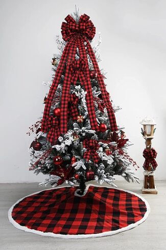 10 Yards Checked Wired Ribbon,2.5" Wide Buffalo Plaid Gingham Ribbon for Christmas Crafts Decoration, Wrapping Crafts （Black and Red） in Saudi Arabia