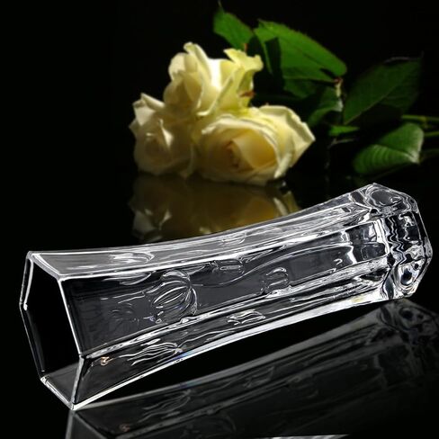 مزهرية كريستال سي اس ارتفاع 12 بوصة، تصميم معين، للزهور والديكور. قطعة لامعة لطيفة جميلة. مثالية كهدية، ومناسبة لجميع المناسبات. in Kuwait