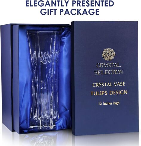 مزهرية كريستال سي اس ارتفاع 12 بوصة، تصميم معين، للزهور والديكور. قطعة لامعة لطيفة جميلة. مثالية كهدية، ومناسبة لجميع المناسبات. in Kuwait