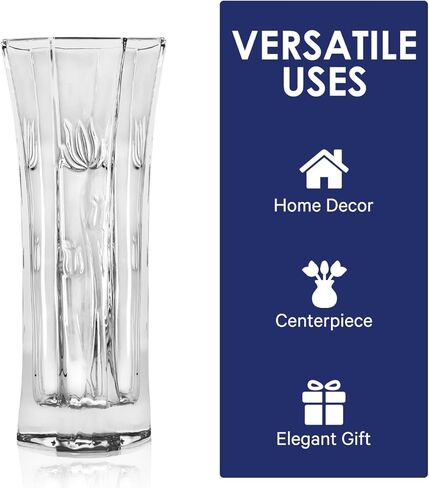 مزهرية كريستال سي اس ارتفاع 12 بوصة، تصميم معين، للزهور والديكور. قطعة لامعة لطيفة جميلة. مثالية كهدية، ومناسبة لجميع المناسبات. in Kuwait