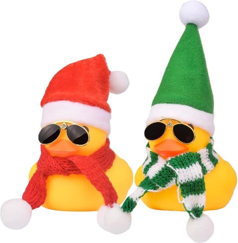 MuMyer Rubber Duck Car Ornaments Yellow Duck Car Dashboard Decorations for Christmas Decor and Home Decorations with Mini Hat Swim Ring Necklace and Sunglasses(Yellow&Yellow) in Kuwait