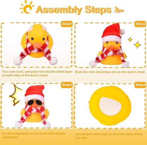 MuMyer Rubber Duck Car Ornaments Yellow Duck Car Dashboard Decorations for Christmas Decor and Home Decorations with Mini Hat Swim Ring Necklace and Sunglasses(Yellow&Yellow) in Kuwait