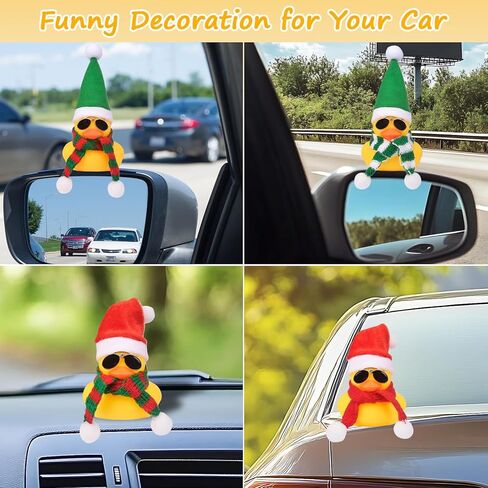 MuMyer Rubber Duck Car Ornaments Yellow Duck Car Dashboard Decorations for Christmas Decor and Home Decorations with Mini Hat Swim Ring Necklace and Sunglasses(Yellow&Yellow) in Kuwait