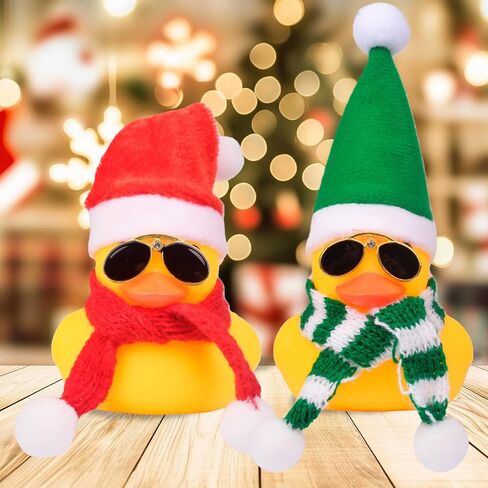 MuMyer Rubber Duck Car Ornaments Yellow Duck Car Dashboard Decorations for Christmas Decor and Home Decorations with Mini Hat Swim Ring Necklace and Sunglasses(Yellow&Yellow) in Kuwait