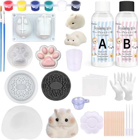 anergoo taba quishes kit with pig bunny silicone mould mould mould squishy hamster mould 3 "paw Animal Silicone moulds for declession mift 200g in Kuwait