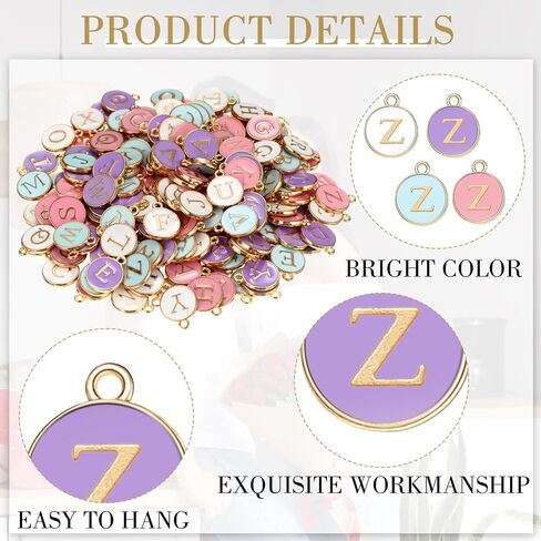 208 Pcs Metal Letter Charms for Jewelry Making Mix Initial Charms Double Side A-Z Alphabet Charms for DIY Bracelet Necklace Making, 8 Colors in Saudi Arabia