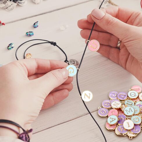 208 Pcs Metal Letter Charms for Jewelry Making Mix Initial Charms Double Side A-Z Alphabet Charms for DIY Bracelet Necklace Making, 8 Colors in Saudi Arabia