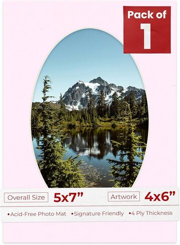 5x7 MAT Bevel Cut for 4x6 Photos - Precut White Oval Photo Mat Board Opense - حمض خالي من الحامض لحماية صورك - مقطوعة للصور العائلية ، حزمة من 10 ألواح matboards in Kuwait