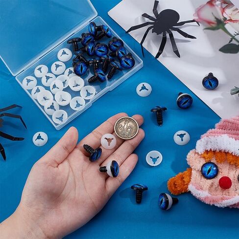 PH PandaHall 20 Sets Glow in The Dark Safety Eyes, 20mm Luminous Plastic Safety Craft Eye Dragon Eye Cabochons Crochet Eyes with Washer for Crochet Stuffed Animal Teddy Bear Decor, Blue in Saudi Arabia