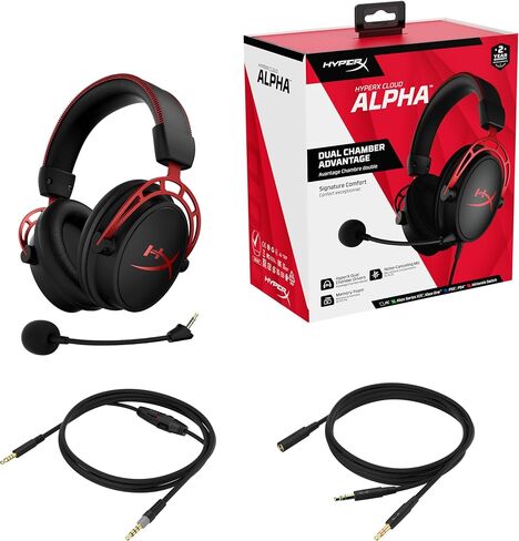 سماعة الألعاب HyperX Cloud Alpha - برامج تشغيل مزدوجة الغرفة - إطار من الألومنيوم المتين - ميكروفون قابل للفصل - يعمل مع الكمبيوتر الشخصي، PS4، PS4 PRO، Xbox One، Xbox One S (HX-HSCA-RD/AM) (متجدد) in Saudi Arabia