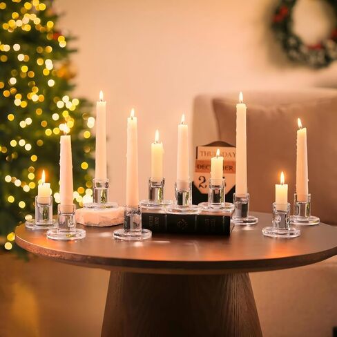 NUPTIO Candle Stick Candle Holder: 20 Pcs Short Taper Candlestick Holders Bulk Small Modern Glass Tapered Candleholders for Wedding Christmas Holiday Centerpiece in Saudi Arabia
