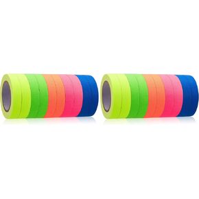 Gersoniel 10 Pcs Spike Tape Multicolor Bright Multi Colors UV Reflective Tape Quality Fluorescent for Party Stage Color Coding Art Crafts, 5 Bright Colors, 18.04 ft (0.5 Inch) in Kuwait