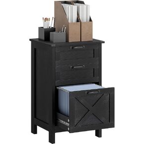 HOMCOM 3 Drawer File Cabinet with Silent Slides, Vertical Filing Cabinet for Hanging A4/Letter Size, Rustic Farmhouse Printer Stand with Storage for Home Office, Distressed White in Kuwait