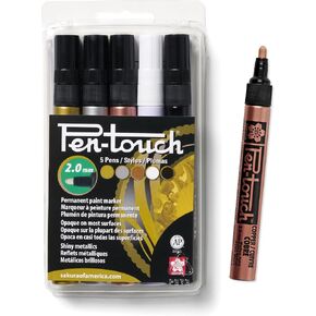 SAKURA Pen-Touch Paint Markers - Permanent Marker Pen - Assorted Metallic Colors - Medium Tip Size - 5 Pack in Kuwait