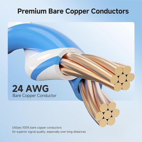 Cable Matters مدرج في قائمة UL 24 AWG، كابل إيثرنت نحاسي عاري Cat 6 بطول 500 قدم، تصنيف CM، UTP، أزرق (كابل Cat 6 بطول 500 قدم، بكرة Cat6، مجموعة كابل إيثرنت) in Kuwait