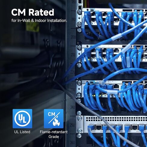 Cable Matters مدرج في قائمة UL 24 AWG، كابل إيثرنت نحاسي عاري Cat 6 بطول 500 قدم، تصنيف CM، UTP، أزرق (كابل Cat 6 بطول 500 قدم، بكرة Cat6، مجموعة كابل إيثرنت) in Kuwait