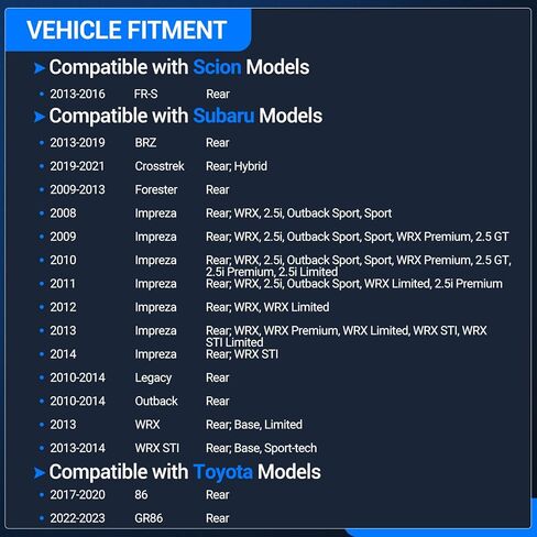 محور العجلات الخلفية Autoround 512401 ومجموعة المحامل مناسبة لـ Scion FR-S، Subaru BRZ، Forester، Legacy، Outback، Impreza، Toyota 86 5 Lug in Kuwait