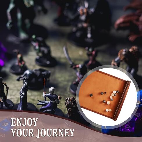 Dice Tray Dice Mat Folding Rolling Mat Dice Scroll Leather Dice Holder Bag Storage Box Compatible with DND RPG Table Game Dice (Brown,1 Piece) in Saudi Arabia