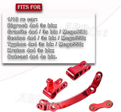 مجموعة أجزاء التوجيه الألومنيوم ترقيات أجزاء لـ 1/10 Arrma Senton/Granite/Big Rock/Typhon 4X4 3S BLX، Outcast/Kraton 4x4 4S BLX، ARRCat Steering Bellcrank ووصلة التوجيه، يستبدل AR340132، أحمر in Kuwait