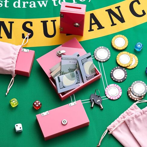 4 مجموعات مربع أكريليك للفائزين مع بنك الفائز في Velvet Bag مع مربع أموال كازينو آمن محمول لوقف الإدمان هدية (رمادي ، أسود ، أحمر ، وردي) in Kuwait