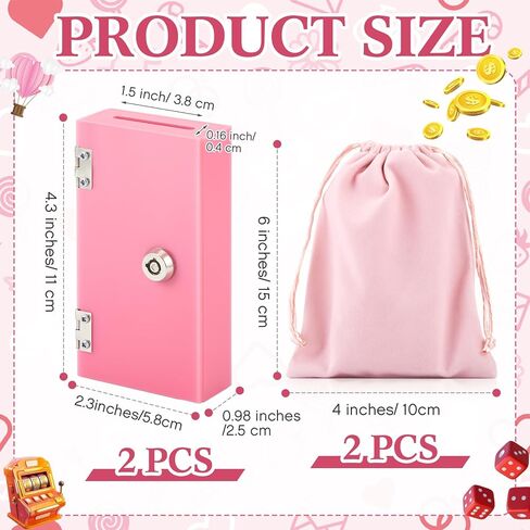 4 مجموعات مربع أكريليك للفائزين مع بنك الفائز في Velvet Bag مع مربع أموال كازينو آمن محمول لوقف الإدمان هدية (رمادي ، أسود ، أحمر ، وردي) in Kuwait