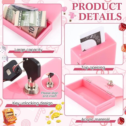 4 مجموعات مربع أكريليك للفائزين مع بنك الفائز في Velvet Bag مع مربع أموال كازينو آمن محمول لوقف الإدمان هدية (رمادي ، أسود ، أحمر ، وردي) in Kuwait