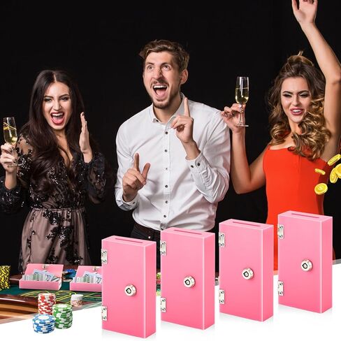 4 مجموعات مربع أكريليك للفائزين مع بنك الفائز في Velvet Bag مع مربع أموال كازينو آمن محمول لوقف الإدمان هدية (رمادي ، أسود ، أحمر ، وردي) in Kuwait