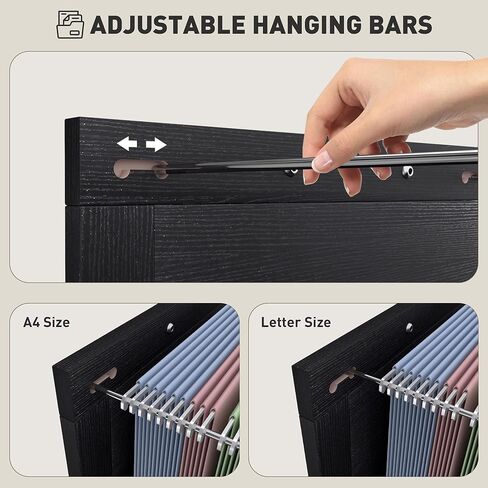 HOMCOM 3 Drawer File Cabinet with Silent Slides, Vertical Filing Cabinet for Hanging A4/Letter Size, Rustic Farmhouse Printer Stand with Storage for Home Office, Distressed White in Kuwait