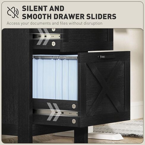 HOMCOM 3 Drawer File Cabinet with Silent Slides, Vertical Filing Cabinet for Hanging A4/Letter Size, Rustic Farmhouse Printer Stand with Storage for Home Office, Distressed White in Kuwait