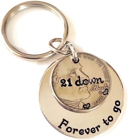 هدية الذكرى السنوية الحادية والعشرين مع سلسلة مفاتيح نيكل 21 تقليدية 2002 Down and Forever To Go in Saudi Arabia