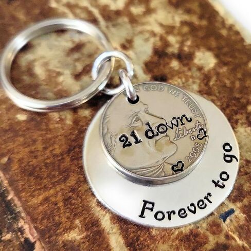 هدية الذكرى السنوية الحادية والعشرين مع سلسلة مفاتيح نيكل 21 تقليدية 2002 Down and Forever To Go in Saudi Arabia