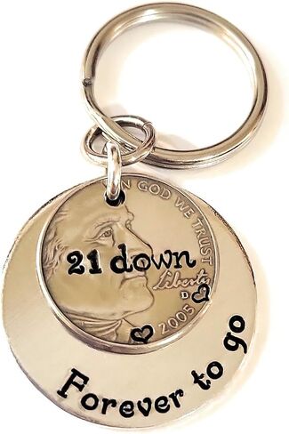 هدية الذكرى السنوية الحادية والعشرين مع سلسلة مفاتيح نيكل 21 تقليدية 2002 Down and Forever To Go in Saudi Arabia
