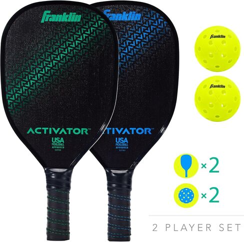 مجموعة مجداف وكرة Franklin Sports Pickleball - مضارب خشبية + كرات مخلل - لاعبان - منشط - كرة البيسبول الأمريكية (USAPA) معتمدة (مقاس واحد) in Saudi Arabia