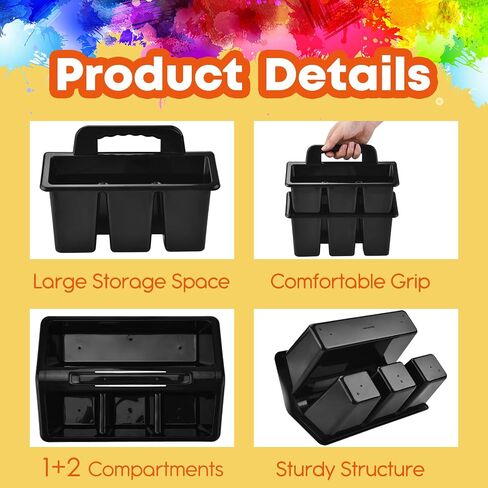 Alink Classroom Caddy Storage Basket مع مقبض ، 6 عبوات من مكتب الفنون البلاستيكية Caddy 4 Compartments for Kids ، Pency ، Crayon ، Marker ، Schools - Clear in Saudi Arabia